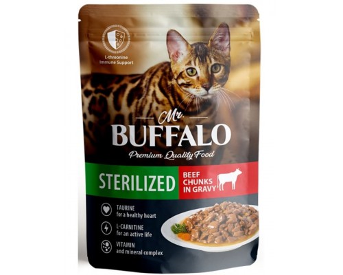 Mr.Buffalo Sterilized «ГОВЯДИНА» в соусе влажный для стерилизованных кошек