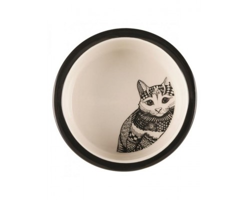 Миска керамическая, белая/черная