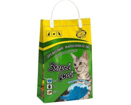 Древесный наполнитель с ароматом морской свежести крупные гранулы